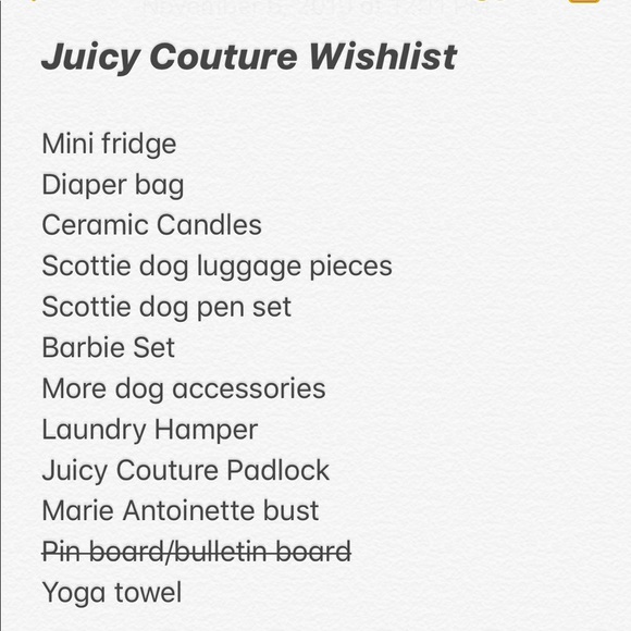 Other - 🎀 Juicy Couture Wish List 🎀